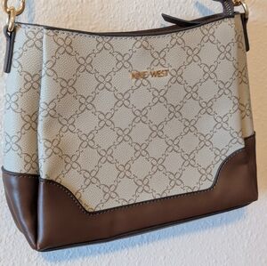 Nine West Elegant Cream And Brown Shoulder Bag OS